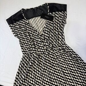 NWT Rhapsody Black  Chevron Cocktail Dress Evening Dressy Women's Size Large